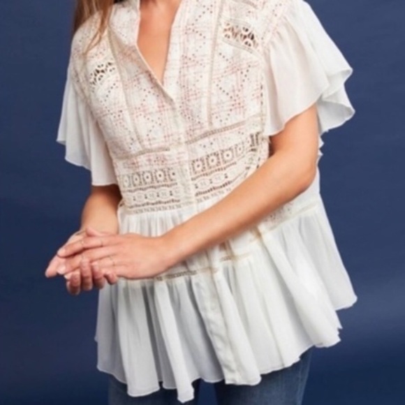 Anthropologie Tops - Anthropologie Akemi + Kin Boho Eyelet Ruffle Top